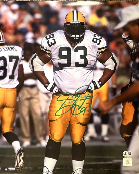 Packers Super Bowl XXXI Champ GILBERT BROWN Signed 16x20 Photo #1 AUTO - BAS