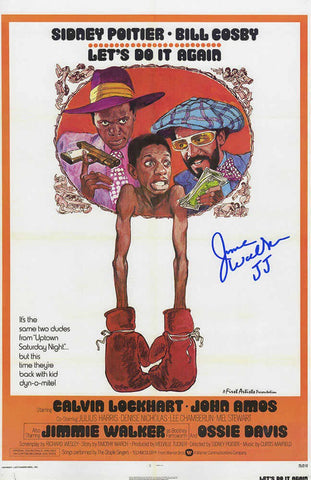 Jimmie Walker Signed Let's Do It Again 11x17 Movie Poster w/JJ - (SCHWARTZ COA)
