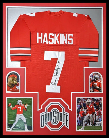 FRAMED OHIO STATE BUCKEYES DWAYNE HASKINS AUTOGRAPHED SIGNED JERSEY JSA SD COA