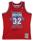 Lakers Magic Johnson Signed 1991 M&N HWC All-Star Red Swingman Jersey BAS Wit
