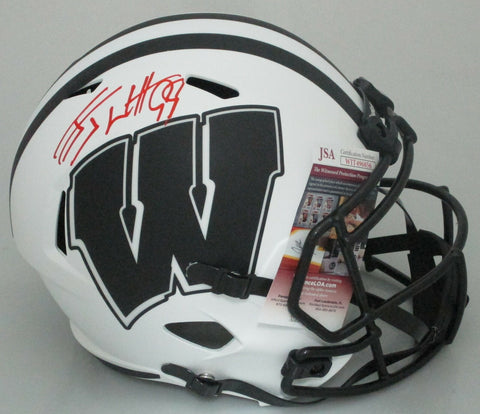 Badgers JJ WATT Signed Full Size LUNAR Replica Speed Helmet AUTO Cardinals - JSA