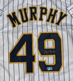 PAT MURPHY Signed Replica Pinstripe #49 Jersey AUTO - Milwaukee Brewers - BAS