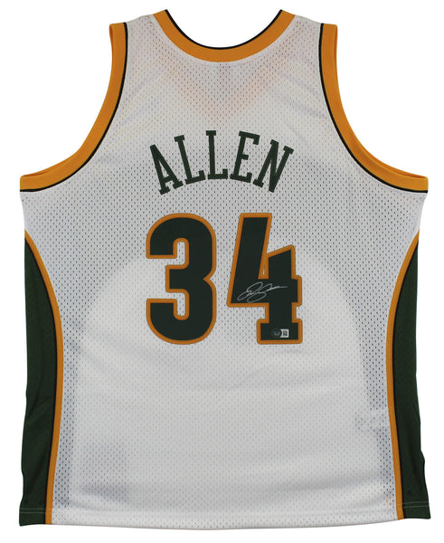 Sonics Ray Allen Authentic Signed White Mitchell & Ness Jersey BAS Witnessed