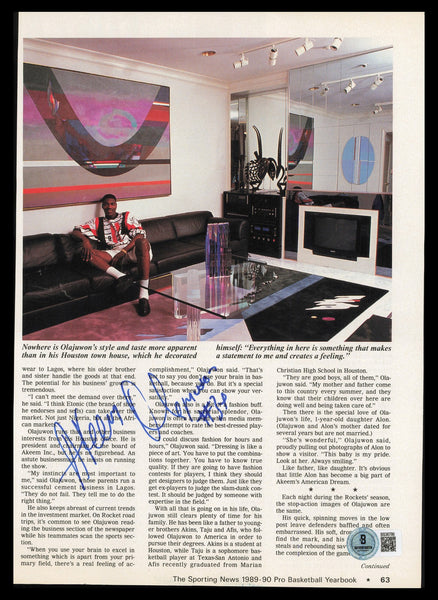 Hakeen Olajuwon Autographed 8x11 Magazine Page Photo Rockets Beckett QR #BS36786