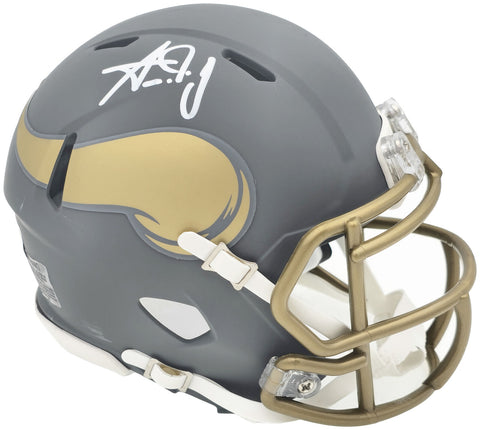 AARON JONES AUTOGRAPHED VIKINGS SLATE SILVER MINI HELMET BECKETT WITNESS 228816