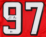 Grady Jarrett Signed Falcons Jersey (Beckett) Atlanta's 2xPro Bowl Defensive End