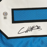 Autographed/Signed Chuba Hubbard Carolina Blue Football Jersey Beckett BAS COA