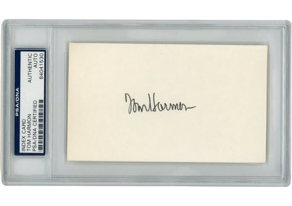 Tom Harmon Autographed/Signed Michigan Wolverines Index Card Slabbed PSA 54928
