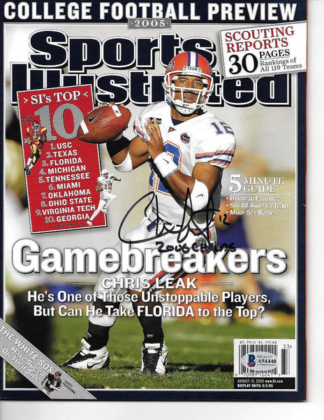 Chris Leak Signed Florida Gators Sports Illustrated 8/15/05 W/06 Champs Beckett