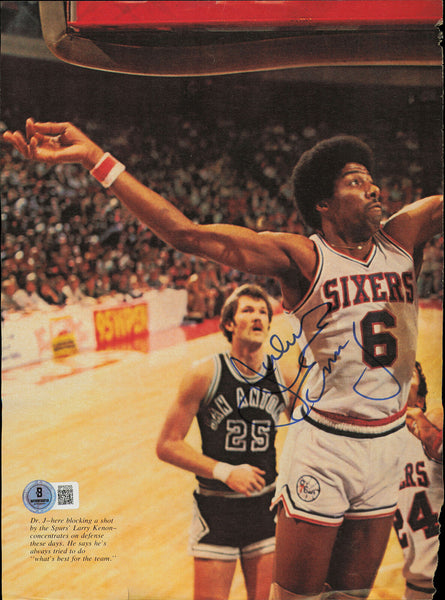 Julius Dr. J Erving Autographed 8x11 Magazine Page Photo 76ers Beckett BP55255