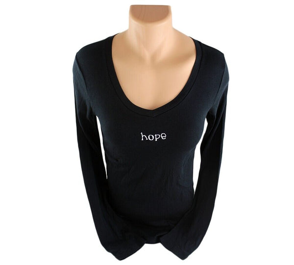 Official Favre 4 Hope Ladies Long Sleeve Black Large Shirt with "hope"