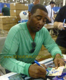 Cris Carter Autographed Minnesota Vikings Goal Line Art in blue w/HOF 13 10828