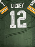 LYNN DICKEY Signed Custom Replica Green Jersey AUTO w/ 3 Scripts - BAS