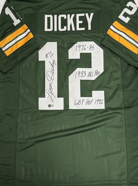 LYNN DICKEY Signed Custom Replica Green Jersey AUTO w/ 3 Scripts - BAS