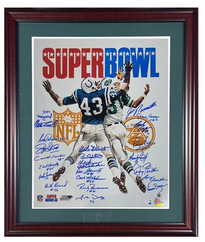 1969 Jets Team Signed 16x20 Framed SB Photo 24 Auto Joe Namath Fanatics Steiner