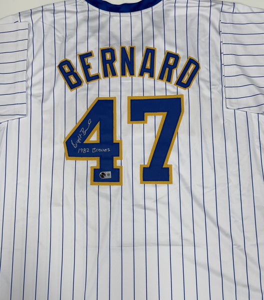 DWIGHT BERNARD Signed Custom Replica Brewers Pinstripe Jersey AUTO - BAS