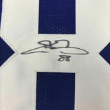 FRAMED Autographed/Signed EVAN ENGRAM 33x42 New York Blue Jersey JSA COA Auto