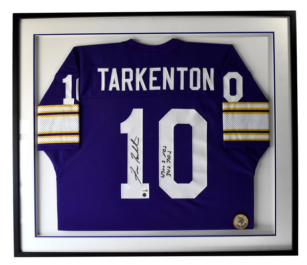 Fran Tarkenton Vikings HOF Signed/Inscribed Jersey Framed JSA 207490