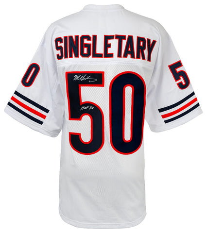 Mike Singletary (BEARS) Signed White Custom Football Jersey w/HOF'98 - (SS COA)