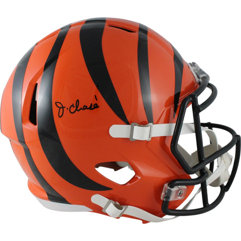 Ja'Marr Chase Autographed Cincinnati Bengals F/S Helmet Beckett Witness 50933