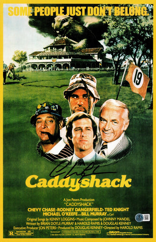 CHEVY CHASE AUTOGRAPHED 11X17 MOVIE POSTER CADDYSHACK BECKETT BAS WITNESS 234643