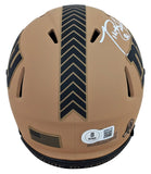 Giants Tiki Barber Signed Salute To Service II Speed Mini Helmet BAS Witnessed