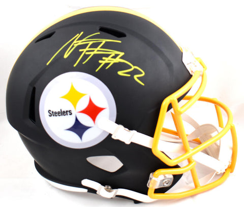 Najee Harris Autographed Steelers F/S Flat Black Speed Helmet- Fanatics *Yellow