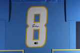 OMARION HAMPTON (Chargers blue TOWER) Signed Autographed Framed Jersey Beckett