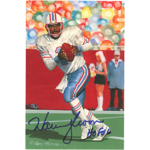 Warren Moon Autographed Houston Oilers Goal Line Art Card HOF 06 Beckett 49270