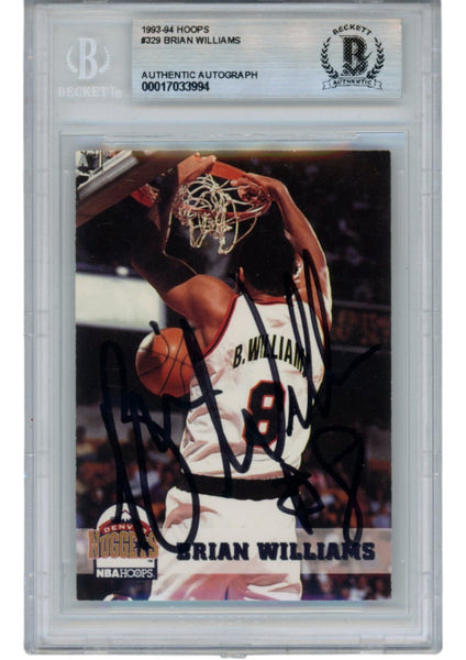 Brian Williams Autographed 93-94 Hoops #329 Slabbed Trading Card Beckett 52704