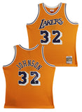 Lakers Magic Johnson "HOF 02" Signed Yellow M&N HWC Swingman Jersey BAS Wit 2