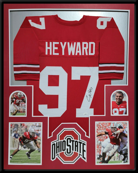 FRAMED OHIO STATE BUCKEYES CAM HEYWARD AUTOGRAPHED SIGNED JERSEY JSA COA