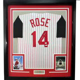 FRAMED Signed PETE ROSE 35x39 Cincinnati Pinstripe Jersey JSA COA