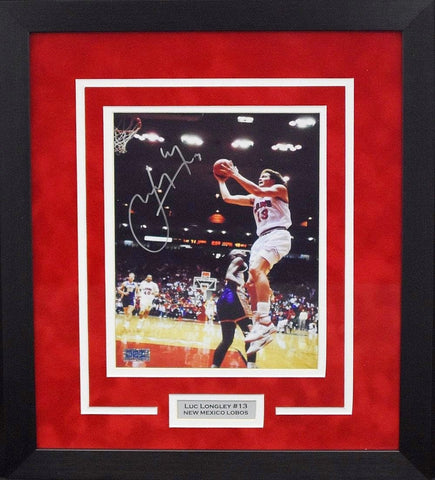 LUC LONGLEY AUTOGRAPHED NEW MEXICO LOBOS 8x10 FRAMED PHOTO COA