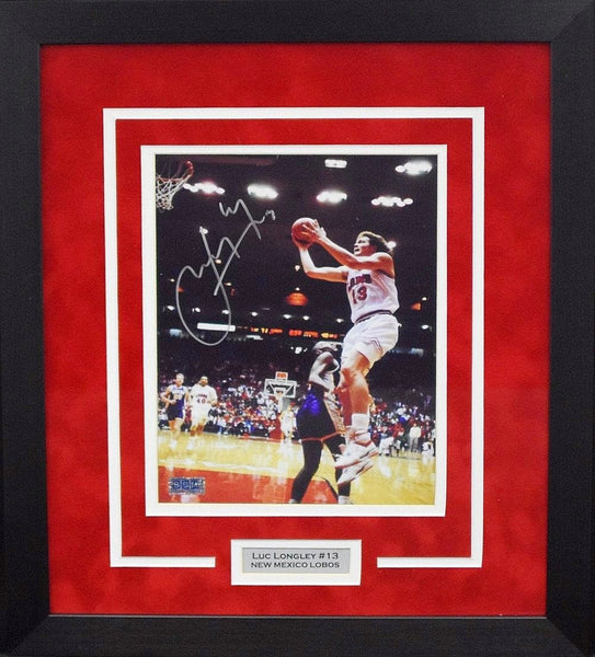 LUC LONGLEY AUTOGRAPHED NEW MEXICO LOBOS 8x10 FRAMED PHOTO COA