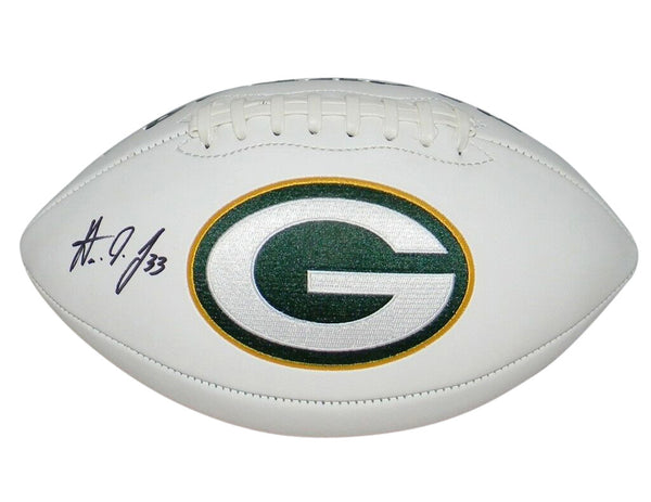 AARON JONES AUTOGRAPHED GREEN BAY PACKERS WHITE LOGO FOOTBALL JSA