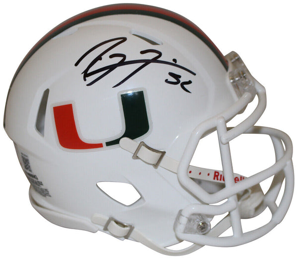 Ray Lewis Autographed Miami Hurricanes Speed Mini Helmet Beckett 36220