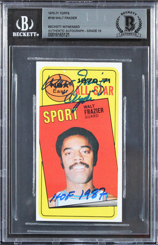 Knicks Walt Frazier "HOF 1987" Signed 1970 Topps #106 Card Auto10! BAS Slabbed 2