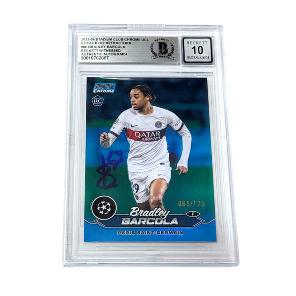 Bradley Barcola Signed 2023-24 Topps Stadium Club Chrome /175 - BGS 10 Autograph
