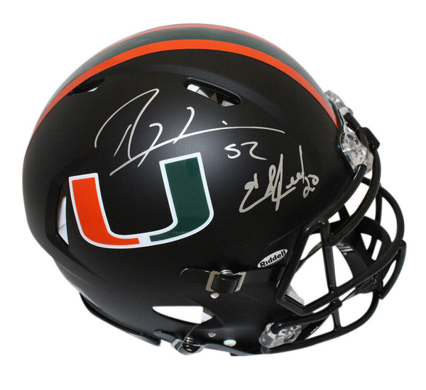 Ray Lewis & Ed Reed Autographed Miami Hurricanes '17 Nights F/S Helmet BAS 39865