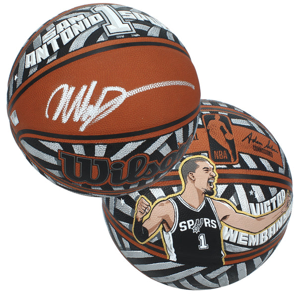 Victor Wembayana Autographed Hand Painted Authentic Basketball Fanatics LE 1/1