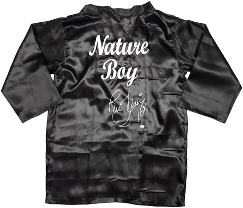 RIC FLAIR AUTOGRAPHED SIGNED BLACK WRESTLING ROBE "16X" JSA STOCK #227977