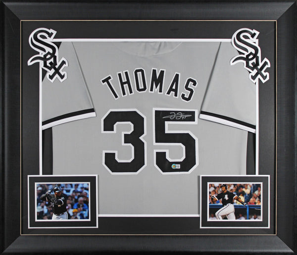 Frank Thomas Authentic Signed Grey Pro Style Framed Jersey BAS Witnessed