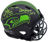 Steve Largent & Jim Zorn Auto Seahawks Eclipse Black Speed Mini Helmet MCS Holo