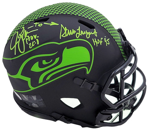 Steve Largent & Jim Zorn Auto Seahawks Eclipse Black Speed Mini Helmet MCS Holo