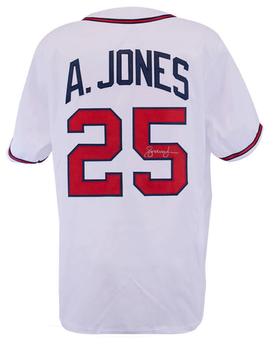 Andruw Jones (BRAVES) Signed White Custom Baseball Jersey -(SCHWARTZ SPORTS COA)
