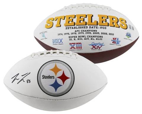 Steelers Pat Freiermuth Authentic Signed White Panel Logo Football BAS Witnessed