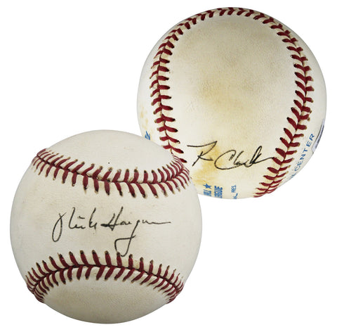 Mike Hargrove & Ron Clark Authentic Signed Bobby Brown OAL Baseball BAS #BU64251
