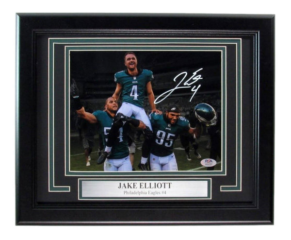 Jake Elliott Autographed 8x10 Photo Framed Philadelphia Eagles PSA/DNA 193990