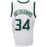 Giannis Antetokounmpo Autographed/Signed Pro Style White Jersey JSA 43528